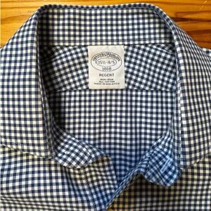 Brooks Brothers Blue Gingham Regent Spread Collar Shirt